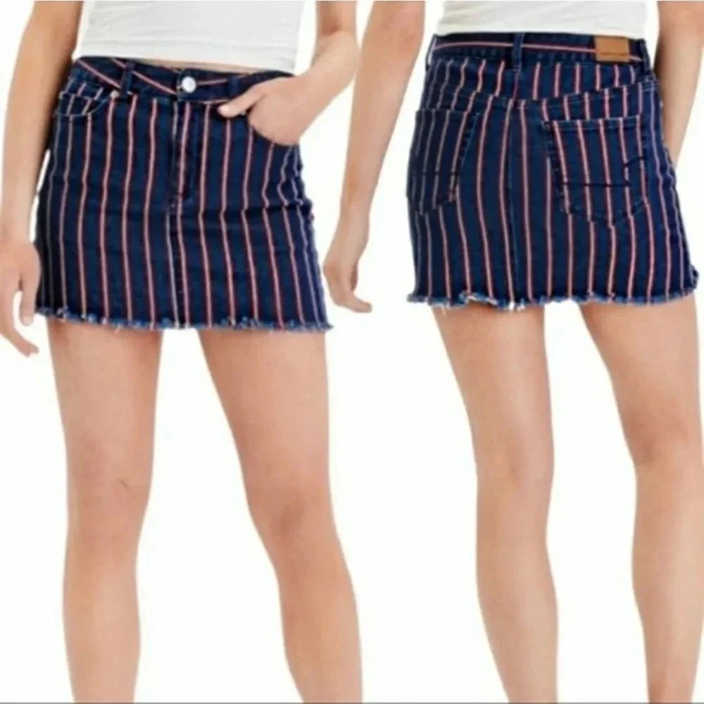 American Eagle Striped Hi-Rise Mini Skirt